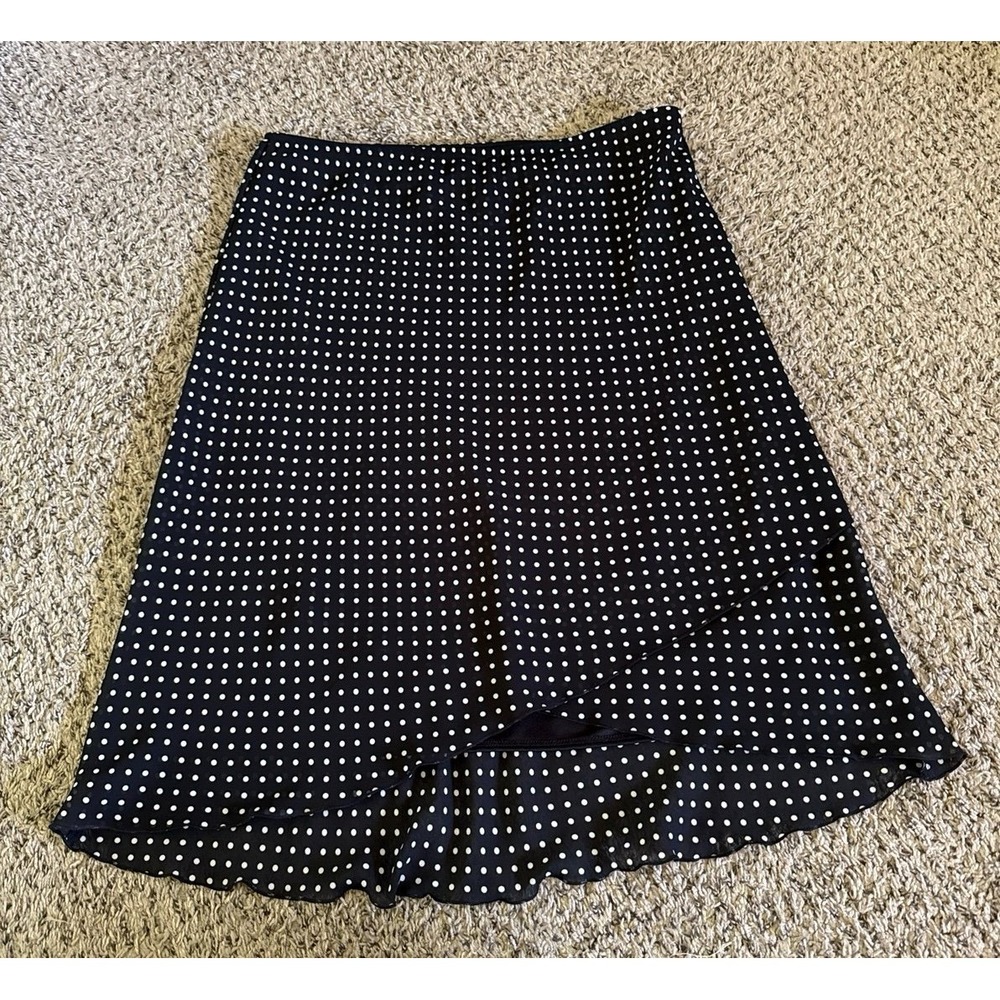 I.N. Studio‎ Women's black white polka dot A-line ruffle hem skirt size XL